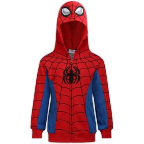 Marvel Avengers Captain America and Spider-Man Boys Zip-Up Hoodie for Toddlers and Big Kids – Blue/Red/White