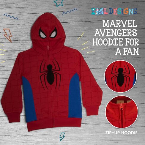 سترة بغطاء للرأس عصرية بسحاب للأولاد من Marvel Superheroes للأطفال، الأولاد Spider-Man & Avengers، سترة بقلنسوة للأطفال in Kuwait