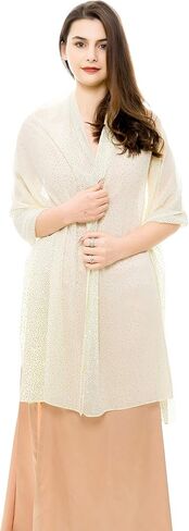REEMONDE Womens Rhinestones Pashmina Shawls and Wraps for Evening Dresses Chiffon Shawl Sparkly Scarf in Kuwait