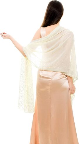 REEMONDE Womens Rhinestones Pashmina Shawls and Wraps for Evening Dresses Chiffon Shawl Sparkly Scarf in Kuwait
