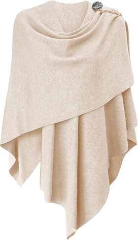 PULI Womens Large Cross Front Poncho Sweater Wrap Topper Knitted Elegant Shawls Cape for Fall Winter in Kuwait