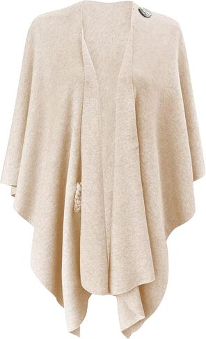PULI Womens Large Cross Front Poncho Sweater Wrap Topper Knitted Elegant Shawls Cape for Fall Winter in Kuwait