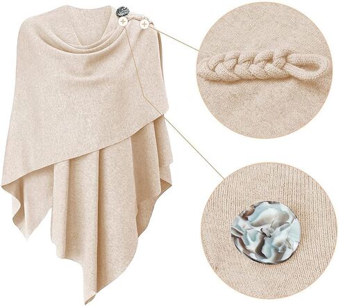 PULI Womens Large Cross Front Poncho Sweater Wrap Topper Knitted Elegant Shawls Cape for Fall Winter in Kuwait