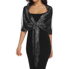Rheane Sparkling Metallic Shawls and Wraps with Buckle for Evening Party Dresses Wedding Party