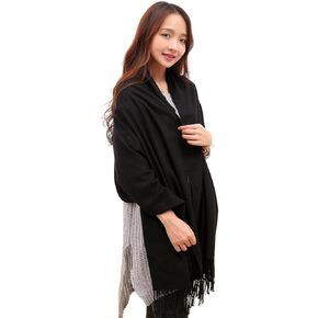 Anboor Cashmere Feel Blanket Scarf Super Soft with Tassel Solid Color Warm Shawl for Women