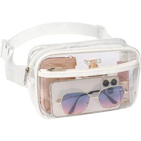 Veckle Clear Belt Bag - Clear Fanny Pack Stadium Approved for Women Large Transparent Waist Bag for Sports Events, Concerts, Festivals, Black in Saudi Arabia