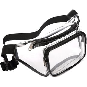Veckle Clear Fanny Pack Stadium Approved - Clear Bag for Stadium Events Transparent Belt Bag for Women Men, Adjustable Waist Bag for Sports, Concerts, Black