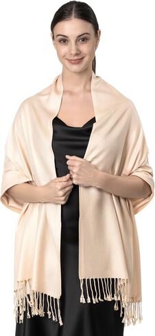Achillea Large Soft Silky Pashmina Shawl Wrap Scarf in Solid Colors in Kuwait
