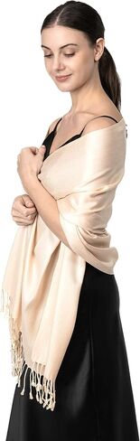 Achillea Large Soft Silky Pashmina Shawl Wrap Scarf in Solid Colors in Kuwait