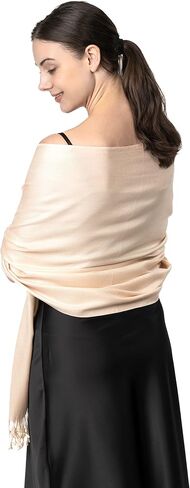 Achillea Large Soft Silky Pashmina Shawl Wrap Scarf in Solid Colors in Kuwait