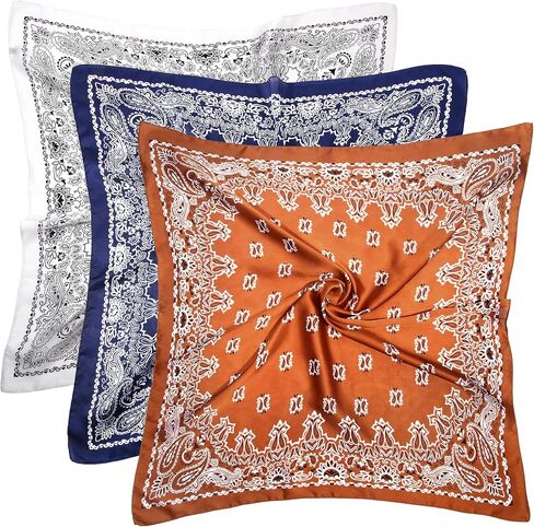 DOOBO 3 Pcs 27.5 Inches Satin Head Scarf Hair Scarf Silk Head Scarf Silk Bandana Silk Hair Wrap Neck Scarf for Women Girls in Kuwait