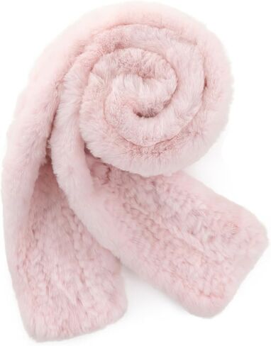 الفراء قصة المرأة ريكس الأرنب الفراء وشاح السيدات شتاء دافئ محبوك الزهور الكروشيه وشاح الموضة الأوشحة للنساء الرجال in Kuwait