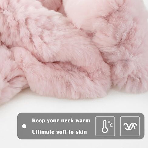 الفراء قصة المرأة ريكس الأرنب الفراء وشاح السيدات شتاء دافئ محبوك الزهور الكروشيه وشاح الموضة الأوشحة للنساء الرجال in Kuwait