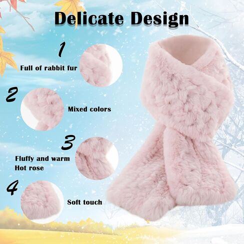 الفراء قصة المرأة ريكس الأرنب الفراء وشاح السيدات شتاء دافئ محبوك الزهور الكروشيه وشاح الموضة الأوشحة للنساء الرجال in Kuwait