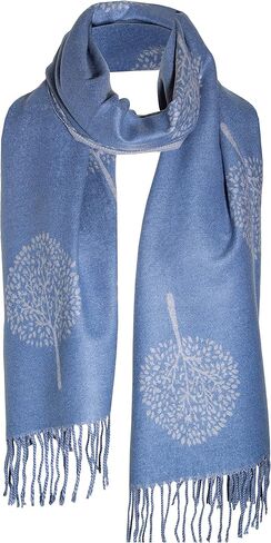 BLUE GREY LUXURY CASHMERE SCARF MULBERRY TREE PRINT REVERSABLE SUPER SOFT SUMMER WINTER SPRING SCARF UNISEX TRENDY PREMIUM QUALITY SCARFGIFT FOR HER HIM HER EVERYONE in Kuwait