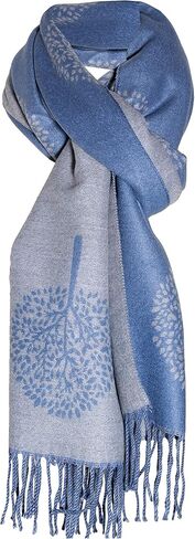 BLUE GREY LUXURY CASHMERE SCARF MULBERRY TREE PRINT REVERSABLE SUPER SOFT SUMMER WINTER SPRING SCARF UNISEX TRENDY PREMIUM QUALITY SCARFGIFT FOR HER HIM HER EVERYONE in Kuwait