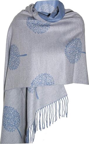 BLUE GREY LUXURY CASHMERE SCARF MULBERRY TREE PRINT REVERSABLE SUPER SOFT SUMMER WINTER SPRING SCARF UNISEX TRENDY PREMIUM QUALITY SCARFGIFT FOR HER HIM HER EVERYONE in Kuwait