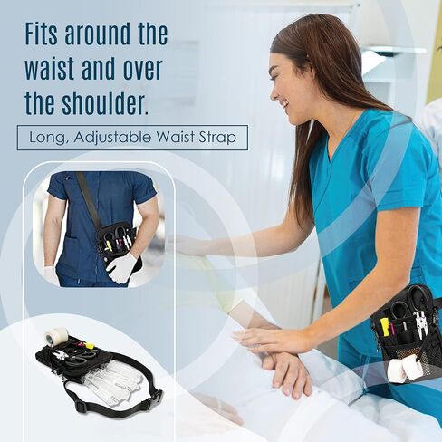 First Lifesaver 4-in-1 Nurse Fanny Pack with Medical Gear Pockets, Tape Holder, and Utility Storage for Stethoscopes, Bandage Scissors, and Emergency Supplies, Student and Nurse Use (Black) in Kuwait
