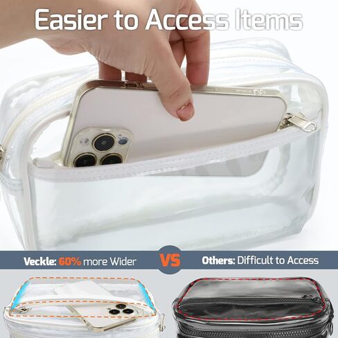 تمت الموافقة على ملعب Clear Fanny Pack - حقيبة حزام شفافة للنساء والرجال حقيبة خصر شفافة كبيرة مع حزام قابل للتعديل للرياضة والشاطئ والأحداث والحفلات الموسيقية والمهرجانات، باللون الأبيض in Kuwait