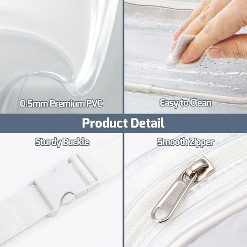 تمت الموافقة على ملعب Clear Fanny Pack - حقيبة حزام شفافة للنساء والرجال حقيبة خصر شفافة كبيرة مع حزام قابل للتعديل للرياضة والشاطئ والأحداث والحفلات الموسيقية والمهرجانات، باللون الأبيض in Kuwait