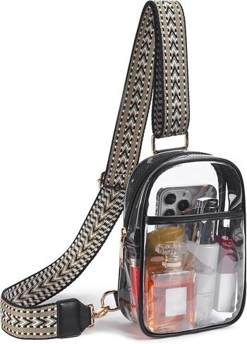 حقيبة Telena Clear Sling، حقيبة كروس شفافة معتمدة من الاستاد، حقيبة صدر للنساء شديدة التحمل وشفافة مع حزام قابل للتعديل in Kuwait