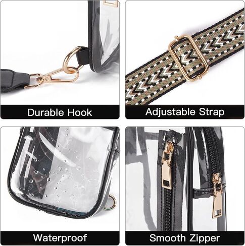 حقيبة Telena Clear Sling، حقيبة كروس شفافة معتمدة من الاستاد، حقيبة صدر للنساء شديدة التحمل وشفافة مع حزام قابل للتعديل in Kuwait
