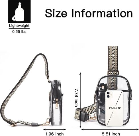 حقيبة Telena Clear Sling، حقيبة كروس شفافة معتمدة من الاستاد، حقيبة صدر للنساء شديدة التحمل وشفافة مع حزام قابل للتعديل in Kuwait