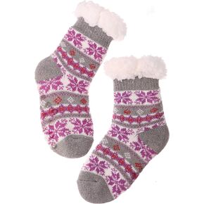MOGGEI Girls Slipper Fuzzy Socks Kids Boys Fluffy Fleece Lined Warm Plush Sherpa Winter Child Home Socks