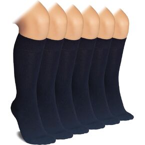 Hugh Ugoli Knee High Bamboo Socks for Girls Boys and Toddlers, Solid Color Long School Uniform Socks 3-14 Years Old, 3 Pairs