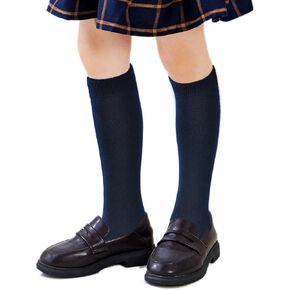 Girls Knee High Socks Kids Boys School Uniform Seamless Cotton Socks Stockings White Black Grey 3/6 Pack