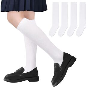 Lainlight 4 Pairs Knee High Socks for Girls Knit School Uniform Socks Seamless Toe Over The Knee Socks for Girls Boys Kids in Saudi Arabia