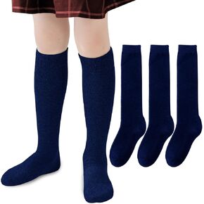 Mini angel Girls Knee High Socks Seamless Boys School Uniform Socks Kids Soccer Socks Cotton Long Socks 3/5 Pack