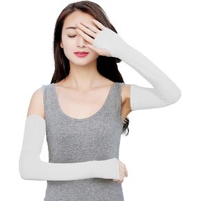 Bellady Women Outdoor Sun Block Soft Long Arm Sleeves Fingerless Gloves