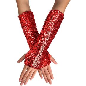 Yikisdy موضة حورية البحر قفازات الترتر قفازات طويلة بدون أصابع قفازات مرنة بريق الهذيان زي الحفلات للنساء والفتيات in Kuwait