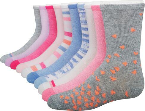 Hanes Girls' Big Ultimate Fashion, Lightweight Stretch Crew Socks, Assorted 10-Pair Pack, Small in Saudi Arabia