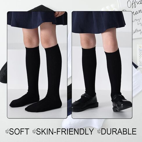 EPEIUS Girls Knee High Socks Seamless Cotton School Uniform Socks Plain/Cable Knee Socks Kids Boy Over the Calf Socks in Saudi Arabia