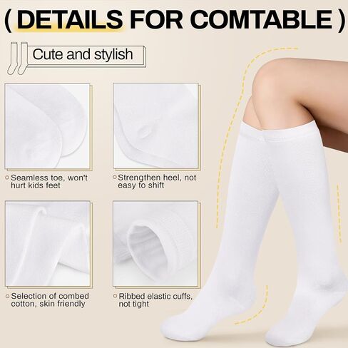 Lainlight 4 Pairs Knee High Socks for Girls Knit School Uniform Socks Seamless Toe Over The Knee Socks for Girls Boys Kids in Kuwait