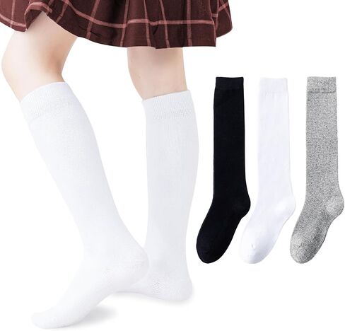 Mini angel Girls Knee High Socks Seamless Boys School Uniform Socks Kids Soccer Socks Cotton Long Socks 3/5 Pack in Kuwait