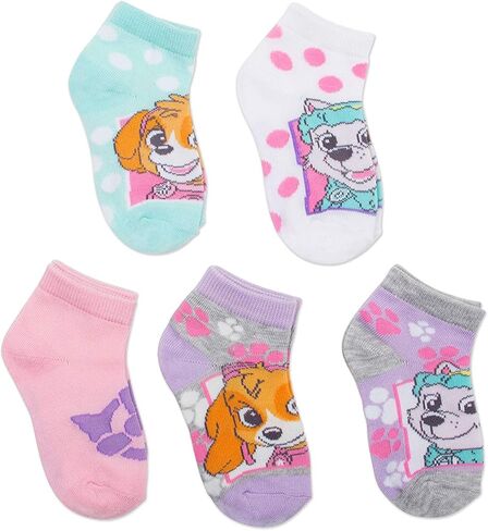 Nickelodeon girls Paw Patrol 5 Pack Shorty Socks, Pastel Big Face, Shoe Size 4-8 US in Saudi Arabia