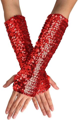 Yikisdy Fashion Mermaid Gloves Sequins Long Gloves Fingerless Elastic Gloves Glitter Rave Party Costume for Women and Girls in Kuwait