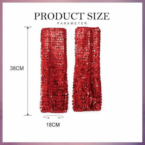 Yikisdy Fashion Mermaid Gloves Sequins Long Gloves Fingerless Elastic Gloves Glitter Rave Party Costume for Women and Girls in Kuwait