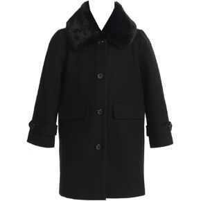 BluNight Collection Girls Dress Coat Long Sleeve Button Pocket Long Winter Coat Outerwear 2-14