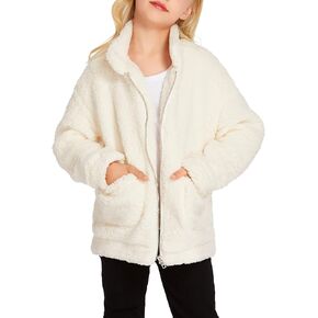 Arshiner Girls Full Zip Fleece Jacket Sherpa Outwear Coat Fall Winter for 4-12Y