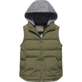 Pursky Girl's and Boy's Warm Puffer Vest Coat Water Resistant Sleeveless Jacket With Detachable Hood for 6-14Y in Saudi Arabia