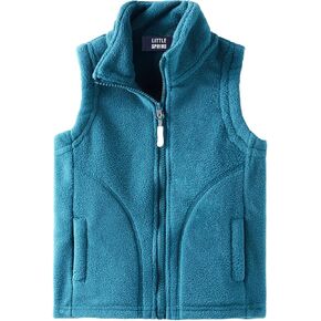 LittleSpring Kids Fleece Vest Jacket Full-Zip Warm Sleeveless