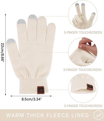 FZ FANTASTIC ZONE Women's Winter Touchscreen Wool Magic Gloves Warm Knit Fleece Lined for Women in Kuwait