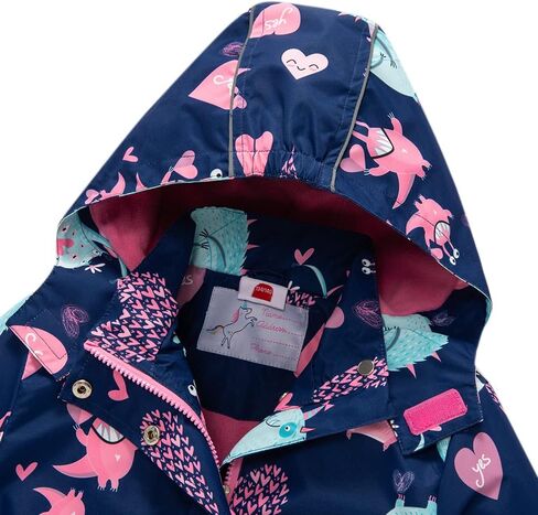 Girls Rain Jacket Kids Hooded Raincoat Windbreaker with Fleece Lining in Saudi Arabia