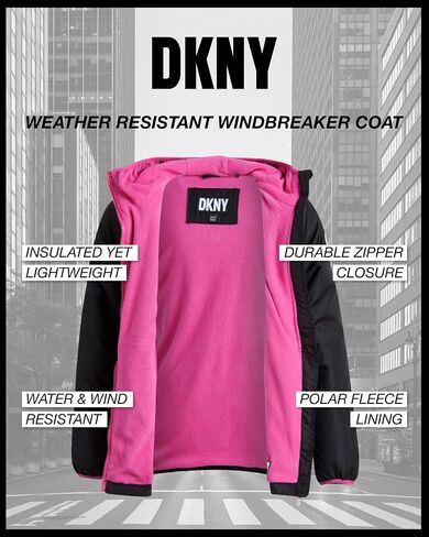جاكيت شتوي للفتيات من DKNY - سترة أنوراك مبطنة بالصوف القطبي - معطف مقاوم للرياح معزول مقاوم للطقس للفتيات (7-16) in Kuwait