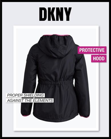 جاكيت شتوي للفتيات من DKNY - سترة أنوراك مبطنة بالصوف القطبي - معطف مقاوم للرياح معزول مقاوم للطقس للفتيات (7-16) in Kuwait