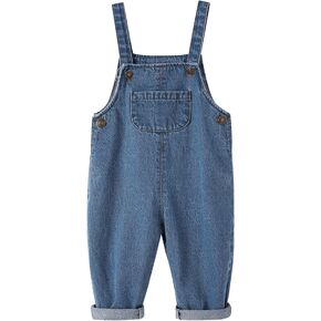 Kids Relaxed Fit Denim Bib Overalls Little Big Boys Girls Soft Cotton Jean Pants 3-8Years